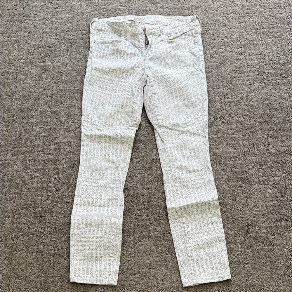 Pilcro and the Letterpress White Printed Straight Leg Pants